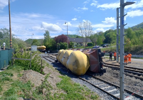 Wykolejenie wagonu towarowego w Štramberku