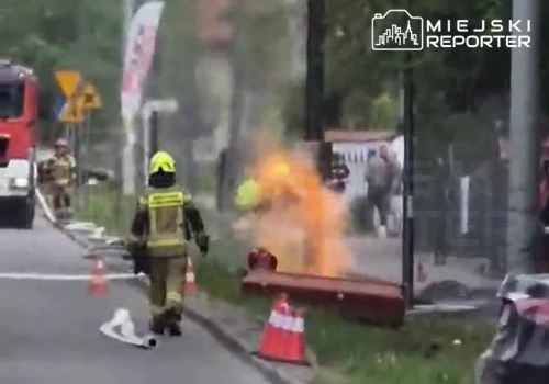 Uszkodzony gazociąg stanął w płomieniach. Jedna osoba poparzona