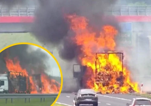 Pożar ciężarówki z makulaturą. Autostrada jest zablokowana