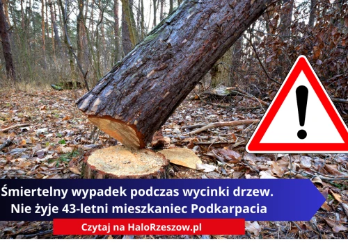 Śmiertelny wypadek podczas wycinki drzew. Nie żyje 43-letni mieszkaniec Podkarpacia