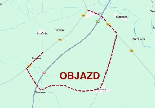 DW102 z wyłączeniami na dwóch odcinkach