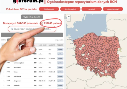 250 tys. pobrań danych z rcn.geoforum.pl