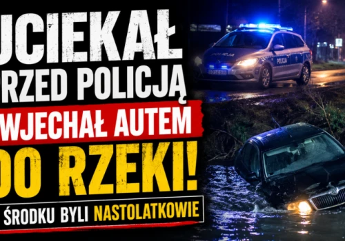 Szaleńczy pościg w Radomsku! Auto z nastolatkami wpadło do wody!