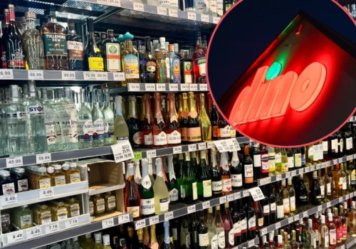 Tajemnicze srebrne tabliczki przy alkoholu w Dino. Klienci dyskutują