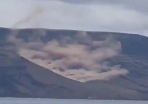 Osuwisko w Risco de Famara na Lanzarote. Skały runęły w masywie Montaña de Gayo