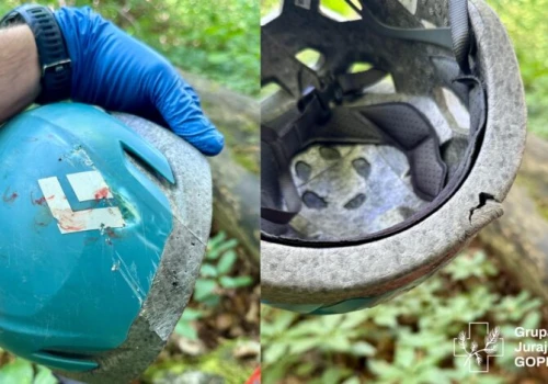 Chwile grozy na Jurze podczas wspinaczki. Kilkukilogramowy głaz spadł na kobietę, życie uratował kask