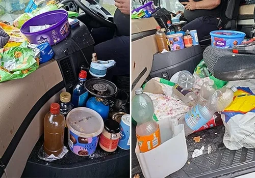 Kara za bałagan w kabinie, nałożona przez patrol w nieoznakowanej ciężarówce