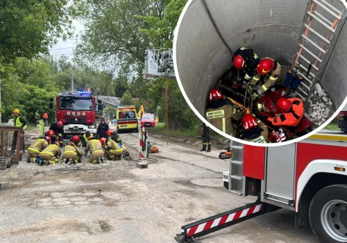Groźny wypadek na budowie w Warszawie. Pracownik uwięziony pod ziemią. Mocne zdjęcia