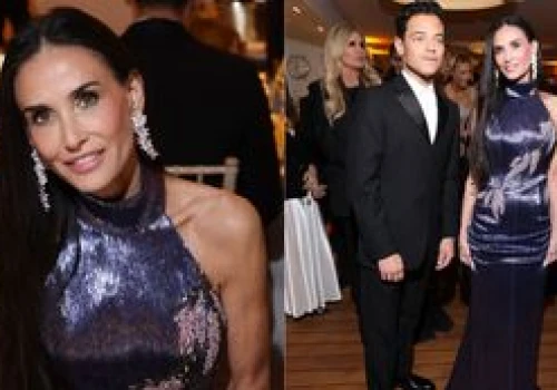 Posągowa Demi Moore olśniewa w fioletowej sukni na gali w Cannes. Ikona? (ZDJĘCIA)