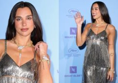 Dua Lipa i jej srebrzyste frędzle pozdrawiają ze ścianki w Cannes. Nieźle się odstrzeliła? (ZDJĘCIA)
