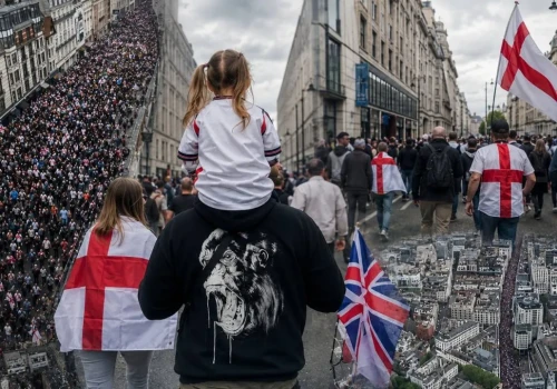 Drony, konie i opancerzone wozy. Wielka demonstracja na ulicach Londynu. WIDEO