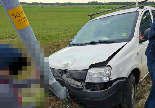 Uderzył w w przydrożną lampę