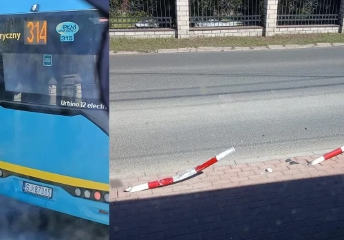 Autobus PKM staranował barierkę. Po miesiącu spółka odpowiada: to nie nasz pracownik