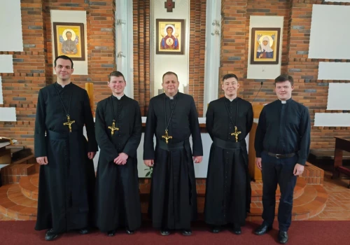 Diakoni Piotr, Krzysztof, Norbert i Sławomir przeżywają rekolekcje przed święceniami prezbiteratu