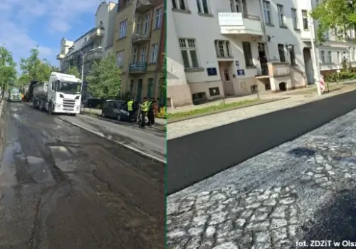 Kolejny etap prac na ul. Mickiewicza. Drogowcy kładą już nowy asfalt