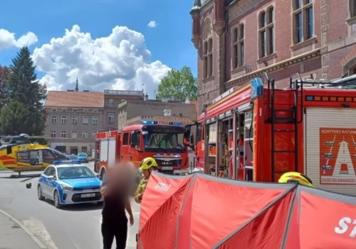 Samochód uderzył w budynek. Pasażerka nie żyje, pieszy odskoczył w ostatniej chwili