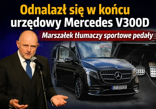 Odnalazł się Mercedes V300D. Marszałek broni sportowych pedałów