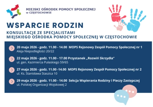 MOPS w Częstochowie zaprasza na konsultacje ze specjalistami i warsztaty dla dzieci