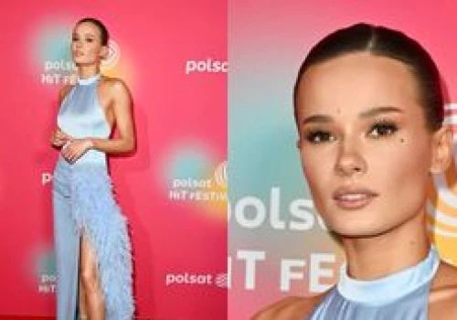 Natalia Szroeder w błękicie gra nogą na Polsat Hit Festiwal. Klasa? (ZDJĘCIA)