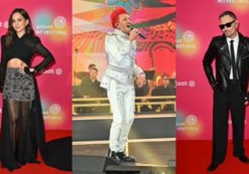Wystrojone gwiazdy brylują drugiego dnia Polsat Hit Festiwalu: Paulina Sykut-Jeżyna w mini z trenem, rockowy Krzysztof Ibisz i Michał Wiśniewski cały na biało (ZDJĘCIA)