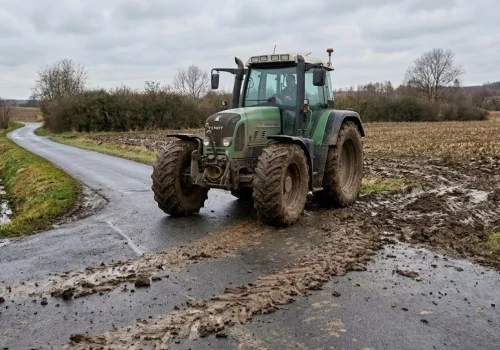 Błoto po ciągniku wywołało burzę w sieci. Jedni każą sprzątać, inni bronią rolnika