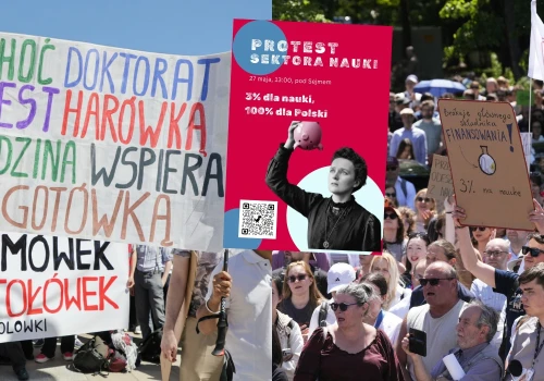 Naukowcy zrobili protest, chcą wyprosić od rządu, żeby troszkę więcej dał na naukę i rozwój