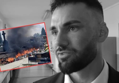 Gęsty dym nad cmentarzem, grób Łukasza Litewki stanął w ogniu. „Prawdopodobnie ktoś z odwiedzających…”