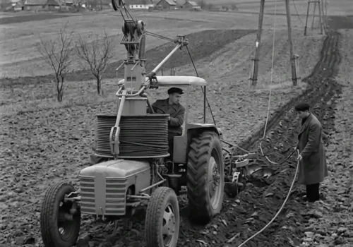 MTZ-4 to radziecki ciągnik elektryczny z kablem. Gdy w ZSRR chciano orać pola na prąd z sieci