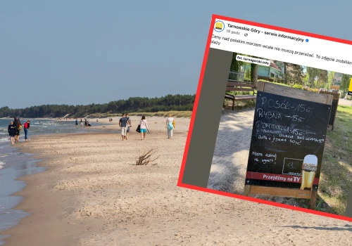 Taką tablicę ustawiono 200 m od plaży. 