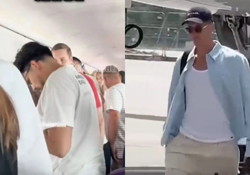 Sceny na lotnisku. Samolot z Lewandowskim na pokładzie zablokowany