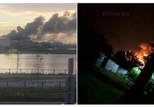 Atak dronów na Petersburg. Eksplozje i chmura dymu nad miastem