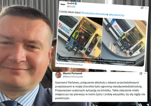 Poseł PiS, którego wyniesiono z samolotu, najpierw zaprzeczał, że pił alkohol, a teraz przeprasza