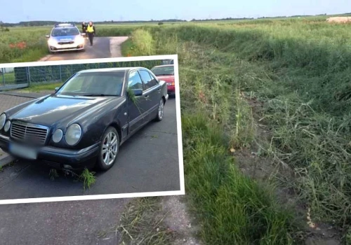 Skosił kawałek pola gnając Mercedesem. Uciekał przed policją