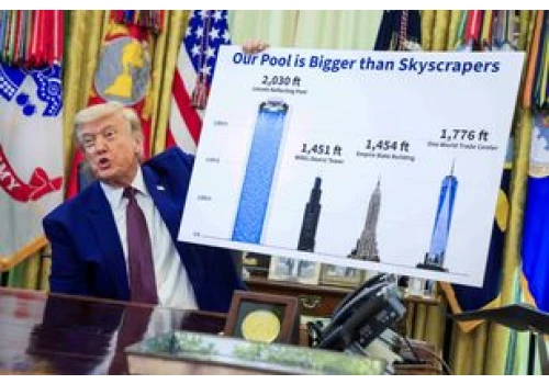 Trump nagle pokazał dziwną planszę. Porównał zbiornik i wieżowce
