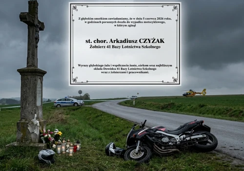 Uderzył w krzyż. W wypadku w Lutczy nie żyje żołnierz 41 Bazy Lotnictwa Szkolnego