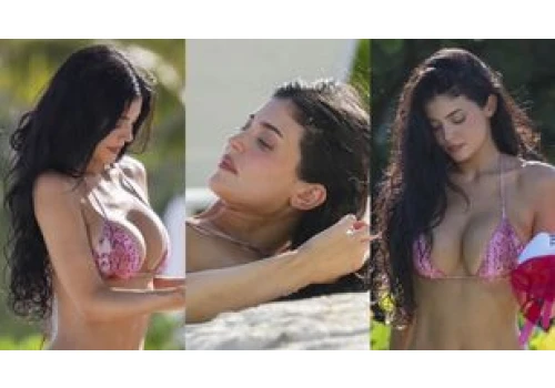 Kylie Jenner prezentuje i jej podrasowany biust relaksują się na rajskiej plaży (ZDJĘCIA)
