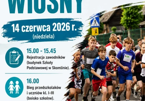 W niedzielę XV Bieg Wiosny w Skomlinie organizowany przez szkołę. Jutro ZaDyszka Skomlin zaprasza na wspólny trening