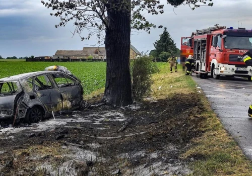 Samochód stanął w płomieniach po wypadku