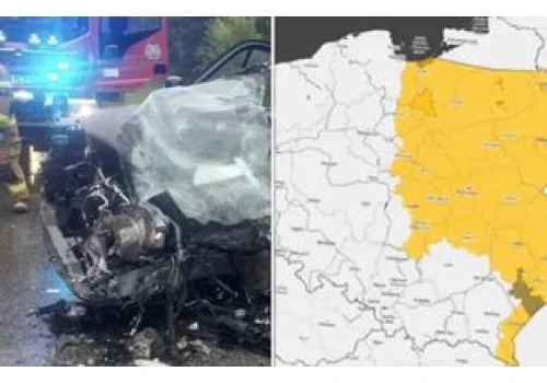 Poważny wypadek w łódzkim, alerty pogodowe