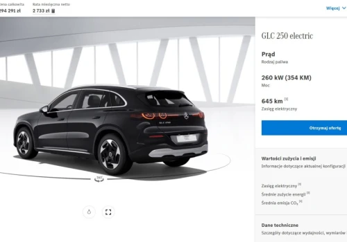 CENY: Mercedes GLC Electric od 280 700 złotych w wersji GLC 250 z baterią ~90 (85) kWh i napędem na tył