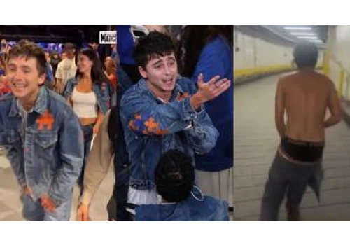 Timothée Chalamet z opuszczonymi spodniami i gołą klatą świętował zwycięstwo Knicksów. Kylie też dała się ponieść (WIDEO)