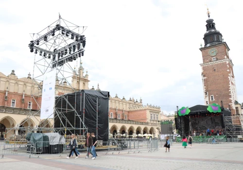 Przygotowania do koncertów trwają. Scena na Rynku Głównym już stoi
