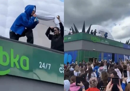 Oki zagrał koncert na dachu Żabki. Tłumy przed sklepem szalały