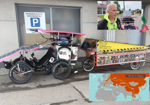 Na rowerze z psem jedzie z Włoch do Singapuru. Właśnie przemierza Lubelszczyznę