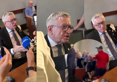 Poznań: prezydent dostał od anarchistów tortem w twarz podczas sesji rady miasta