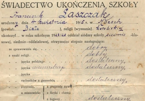 Świadectwo szkolne sprzed ponad 100 lat. Lista przedmiotów jest najciekawsza