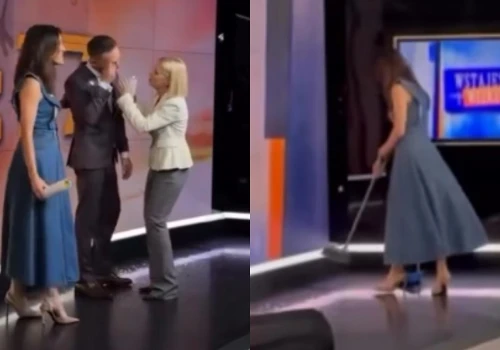 Nietypowe sceny w studiu TVN24. Dziennikarka musiała chwycić za miotłę. 