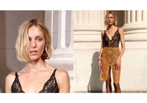 Anja Rubik hipnotyzuje spojrzeniem i nagim biustem podczas pokazu Saint Laurent w Paryżu (ZDJĘCIA)