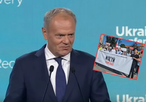 Zełenski nie przyjechał, ale w Gdańsku protesty od rana. Przynieśli nawet transparent. „Stop banderyzacji”