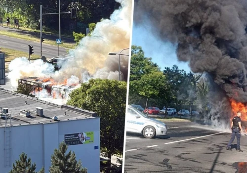 Pożar w Poznaniu. Ogień strawił miejski autobus